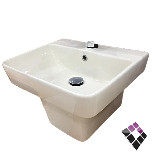مغسلة خزف معلق EROS هندي موديل اليكسا ALEXA مربعة كبيرة لون بيج قطعة واحدة رقم ERS340214بدون خلاط .