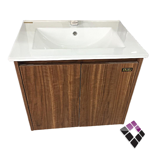 مغسلة معلقة PLOTO صيني دولاب المنيوم + plywood لون بني خشبي مقاس 60 سم  PL401-5