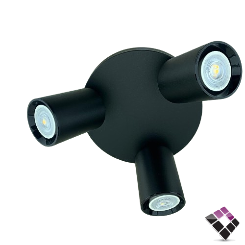 جرم سلندر المنيوم لطش خارجي ثلاثي متحرك قاعدة مدورة لمبة GU10 هاينزو HAINZO جرم أسود 7سم رقم GH5071-3R بدون لمبات