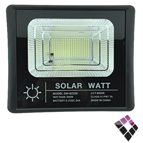 كشاف كبس فلود LED يعمل على الطاقة الشمسية SOLAR WATT صيني مع ريموت إضاءة أبيض 300W رقم SW-B2300