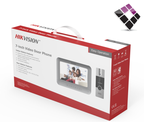 انتركوم هيكفيجن جرس كامرة + شاشة ملونة 7بوصة + محول كهرباء  HIKVISION  كامل