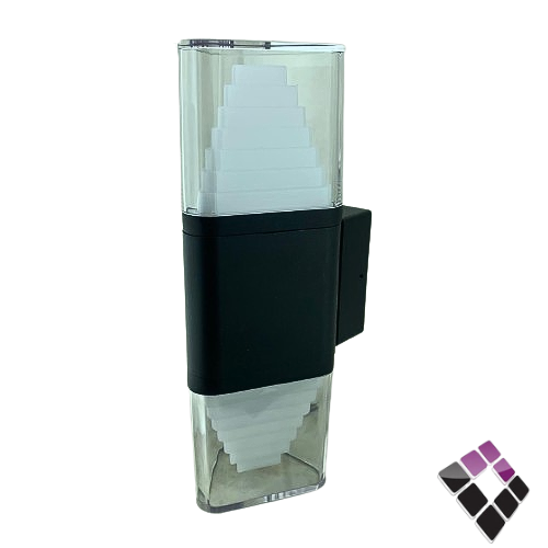 كشاف سور LED خارجي bright light جرم المنيوم لون أسود وتر بروف موديل أب + داون مستطيل إضاءة أصفر 12W رقم 4/074