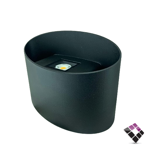 كشاف سور LED خارجي bright light جرم المنيوم لون أسود وتر بروف موديل أب + داون مدور إضاءة أصفر 10W رقم 2/097