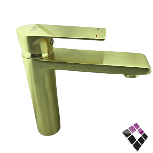 خلاط مغسلة اتمتك SCHMIDT/iMATRIX الماني مسكة مربعة لون ذهبي.