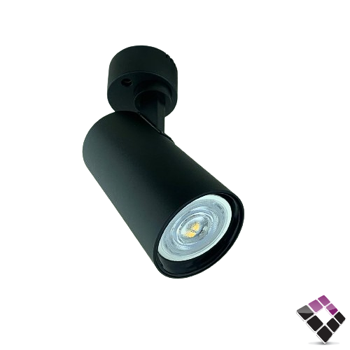 جرم سلندر المنيوم لطش خارجي مفرد متحرك قاعدة مدور خفيف لمبة GU10 هاينزو HAINZO جرم أسود 7سم رقم GH50952 بدون لمبة