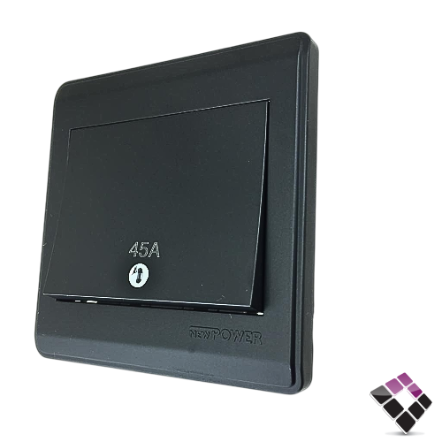 مفتاح مكيف NEW POWER صيني لون أسود عريض 45A 7*7 رقم NP-345L-BLK