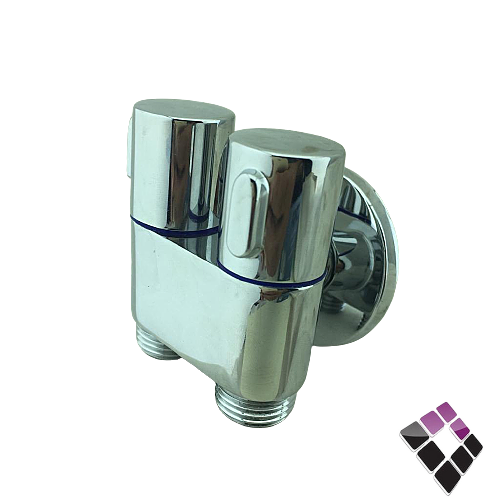 محبس زاوية مزدوج 2×1 نحاس مطلي لون كروم ORISA صيني 1/4 فتحة رقم 70090