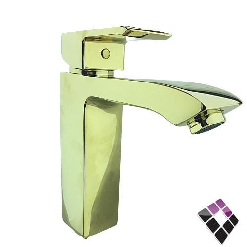 خلاط مغسلة اتمتك 1خرم ذهبي GOLD طول 16 سم كلودي KLUD-RAK امارتي الماني موديل بروفايل ستار PROFILE STAR