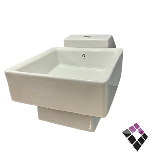مغسلة خزف OTTO صيني معلقة قطعتين قاعدة خزف + حوض خزف مربع لون أبيض رقم 32416