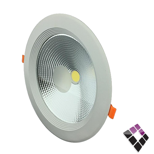 كشاف LED داخلي عدسة COB الرائد العربي AL RAED سعودي جرم مدور لون أبيض 20سم 8" إضاءة 4000K كريمي 40W