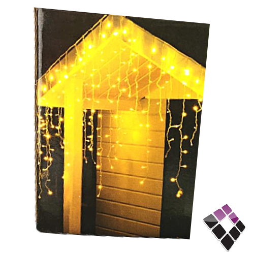 لي زينة موديل ستارة انارة LED لون أصفر مع جهاز تحكم مقاس 2متر × 2متر 7W.