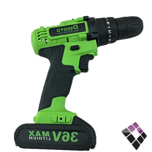 دريل همر DENOVO صيني بور عالي بطارية 36 فولت ليثيوم سرعات متعددة فك وربط  + شنطة + 2بطارية وقاعدة شحن رقم DEN9236