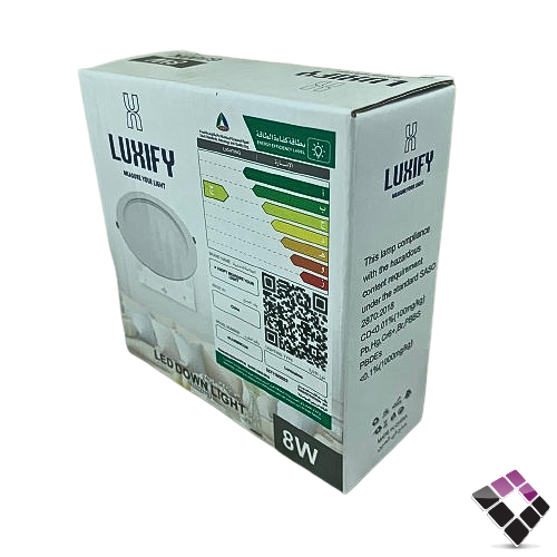كشاف داخلي LED بنل SMD مثلج إضاءة 6500K أبيض LUXIFY  صيني جرم حديد 7 سم 2"×8W