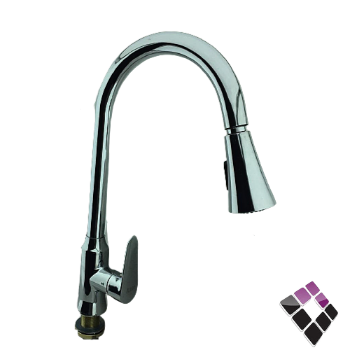 خلاط مجلى أتمتيك 1 خرم واقف شجرة رقبة عالية مع لي سحاب KANA صيني لون كروم KA-62200S/S