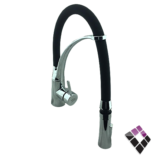 خلاط مجلى شجرة 1خرم اتمتك TUCRA صيني كروم رقبة متحركة سلكون ربل لون أسود