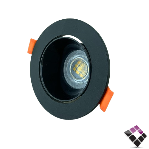 جرم سبوت GU10 مفرد مانع توهج المنيوم دائري NEW POWER جرم أسود كامل مقاس 2" رقم 107232 بدون لمبة