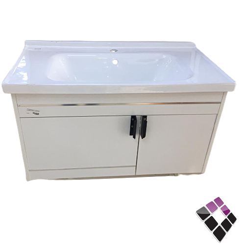 مغسلة دولاب خشب معالج plywood بليوود لون أبيض حوض خزف Orent Standard صيني 80CM + مراية LED رقم OS2310180