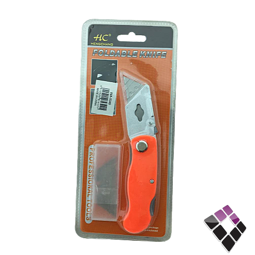 سكين مشرط  موكيت موديل مطوى سفتي صيني لون برتقالي مع غيار