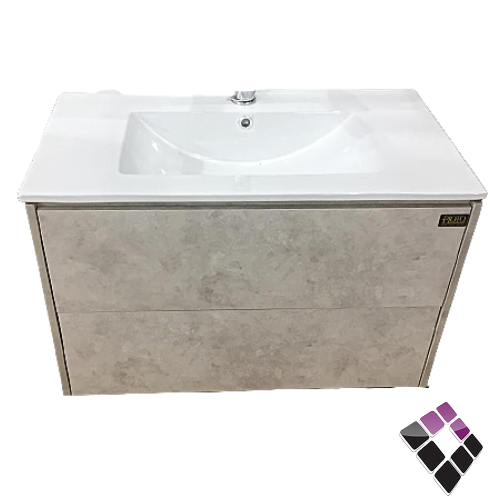 مغسلة معلقة PLOTO صيني دولاب المنيوم + plywood بديل الخشب لون رمادي رخامي مقاس 80 سم  PL515-80-3.