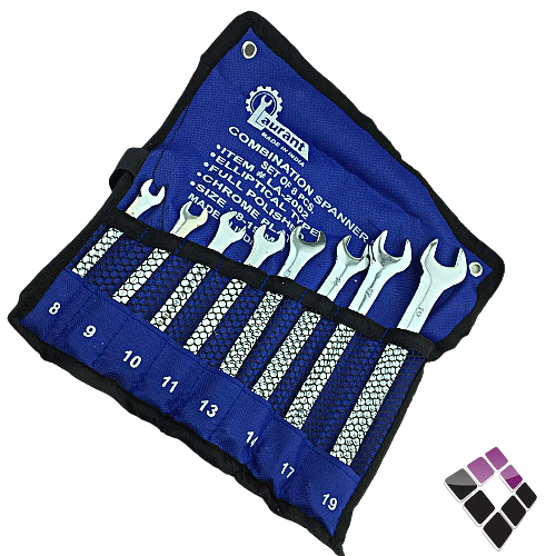 طقم مفاتيح عادي + مختوم كروم LAURANT هندي شنطة قماش 8 قطع          ...رقم الصنف (1431391)