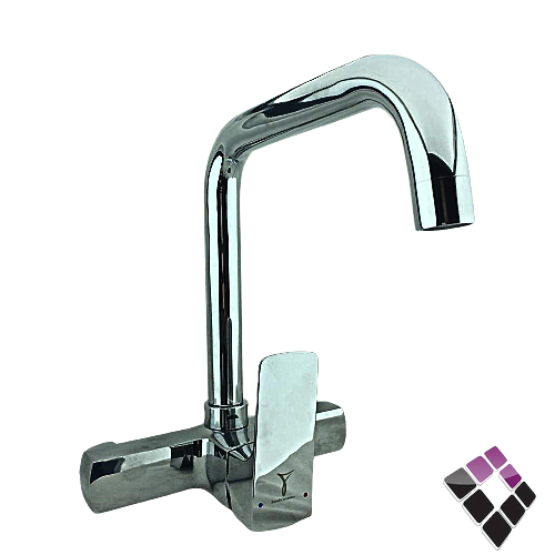 خلاط مجلى جدار اتمتك خزف سعودي كروم ثقيل مسكة مربعة رقبة عالية L موديل كيوبيست CUBIST رقم 180101010152007