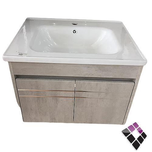 مغسلة دولاب خشب معالج plywood بليوود لون رمادي حوض خزف Orent Standard صيني 60CM + صيدلية + مراية رقم OS2310027