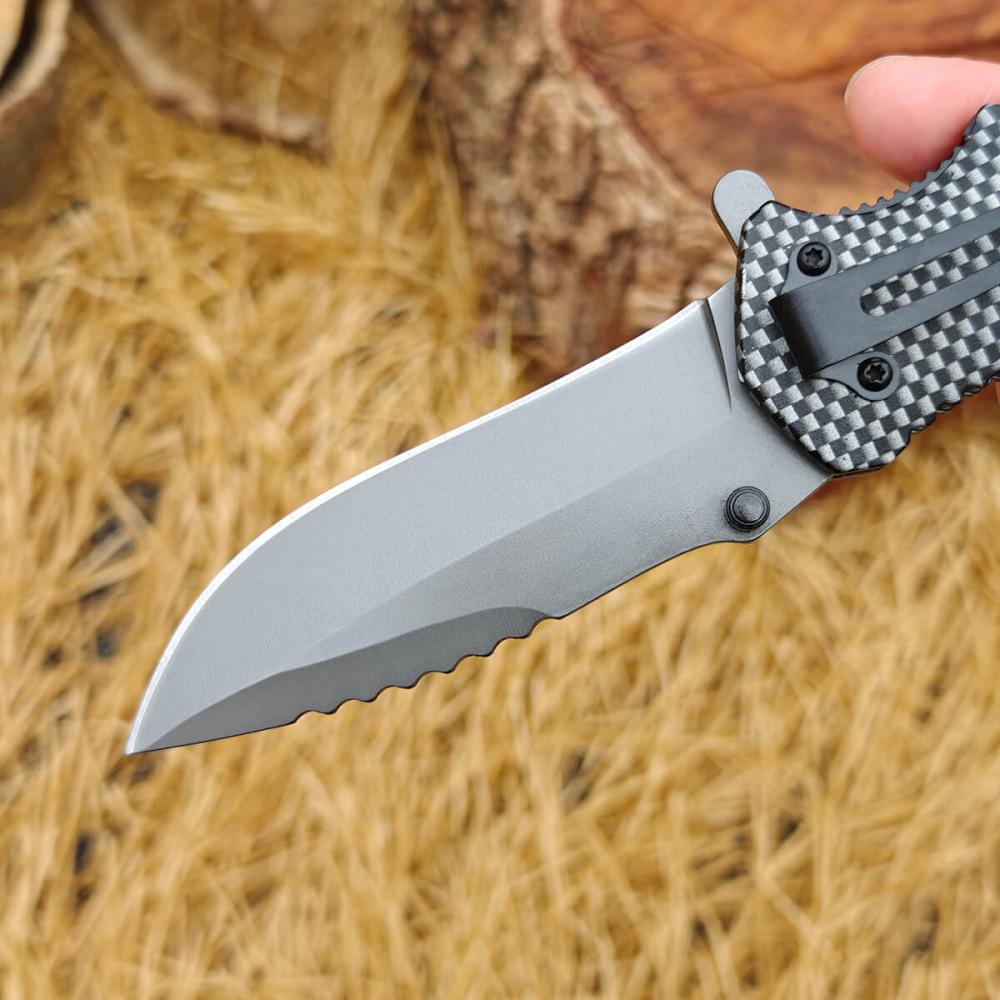 مطوية تكتيكي بمقبض خشبي ومعدن – Wooden Tactical Folding