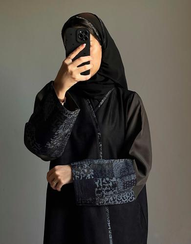 عباية شتوية كُم زيتي #098