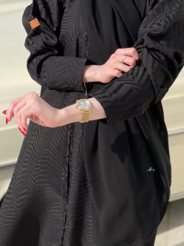 عباية بقماش أسود مشغُول#031