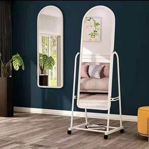 مرايا ارضى باطار معدنى ابيض45سم
