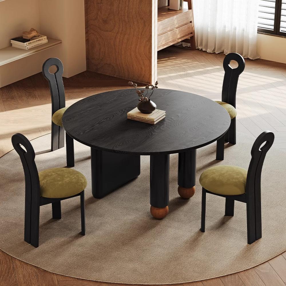 طاولة طعام دائري بتصميم عصري مع 4 كراسي