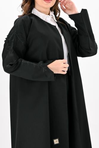 عباية كريب بتطريز هاري اسود