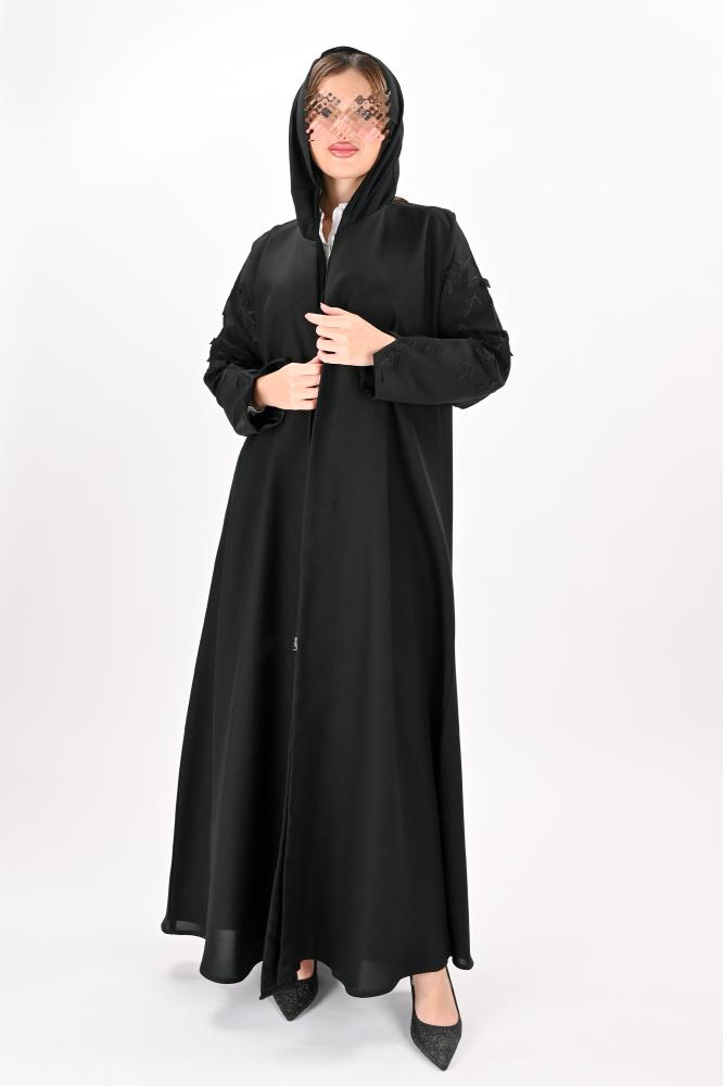 عباية كريب بتطريز هاري اسود