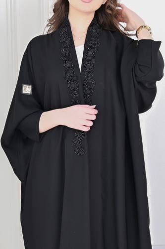 عباية مشلح بتطريز يدوي اسود