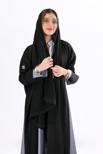 عباية كلوش بقماش رصاصي