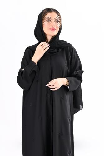 عباية الندى بتطريز منثور اسود