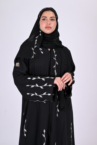 عباية انترنت بتطريز ابيض
