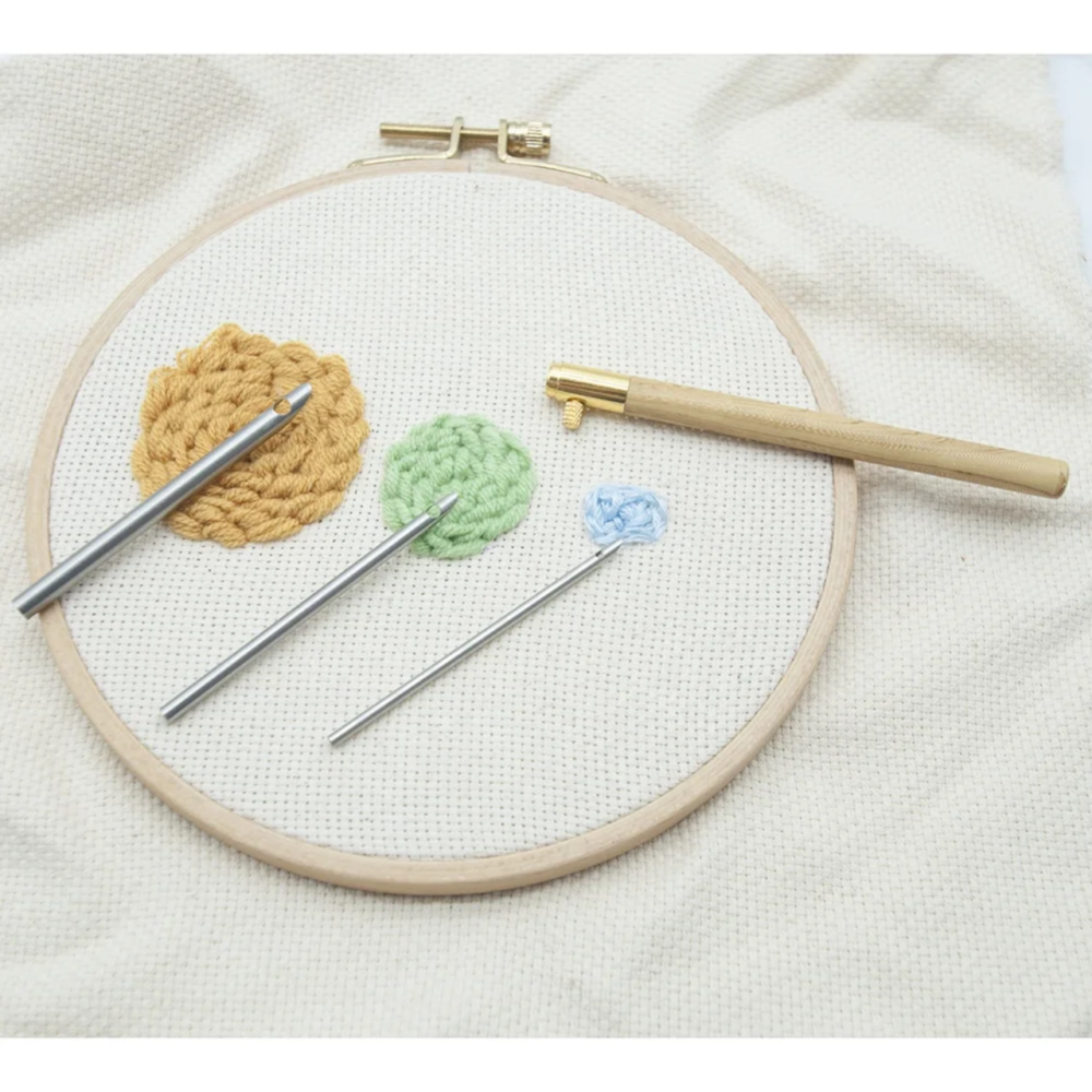 مجموعة ابرة نفاش بثلاثة مقاسات مختلفة ومقبض خشبي