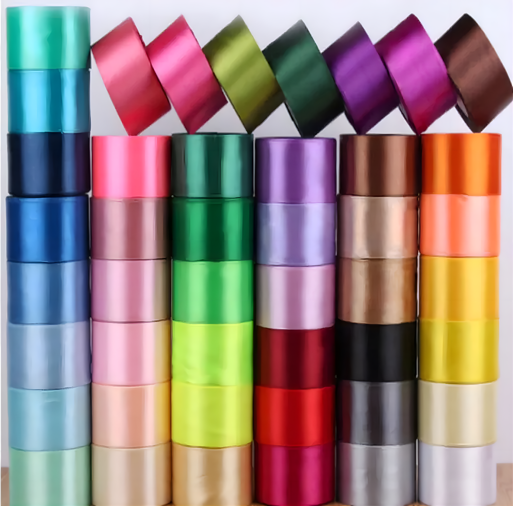 شرايط ساتان للهدايا والتغليف مقاس 2 انش (50mm) جميع الالوان اللفه 18 يارده