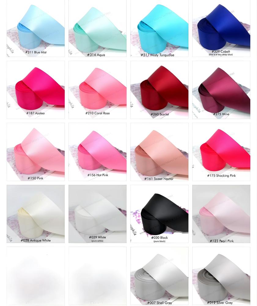 شرايط ساتان للهدايا والتغليف مقاس 2 انش (50mm) جميع الالوان اللفه 18 يارده