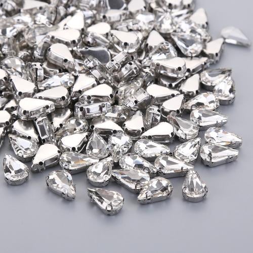 فصوص كريستال بقاعده شكل دمعه مقاس 13×8 ملم