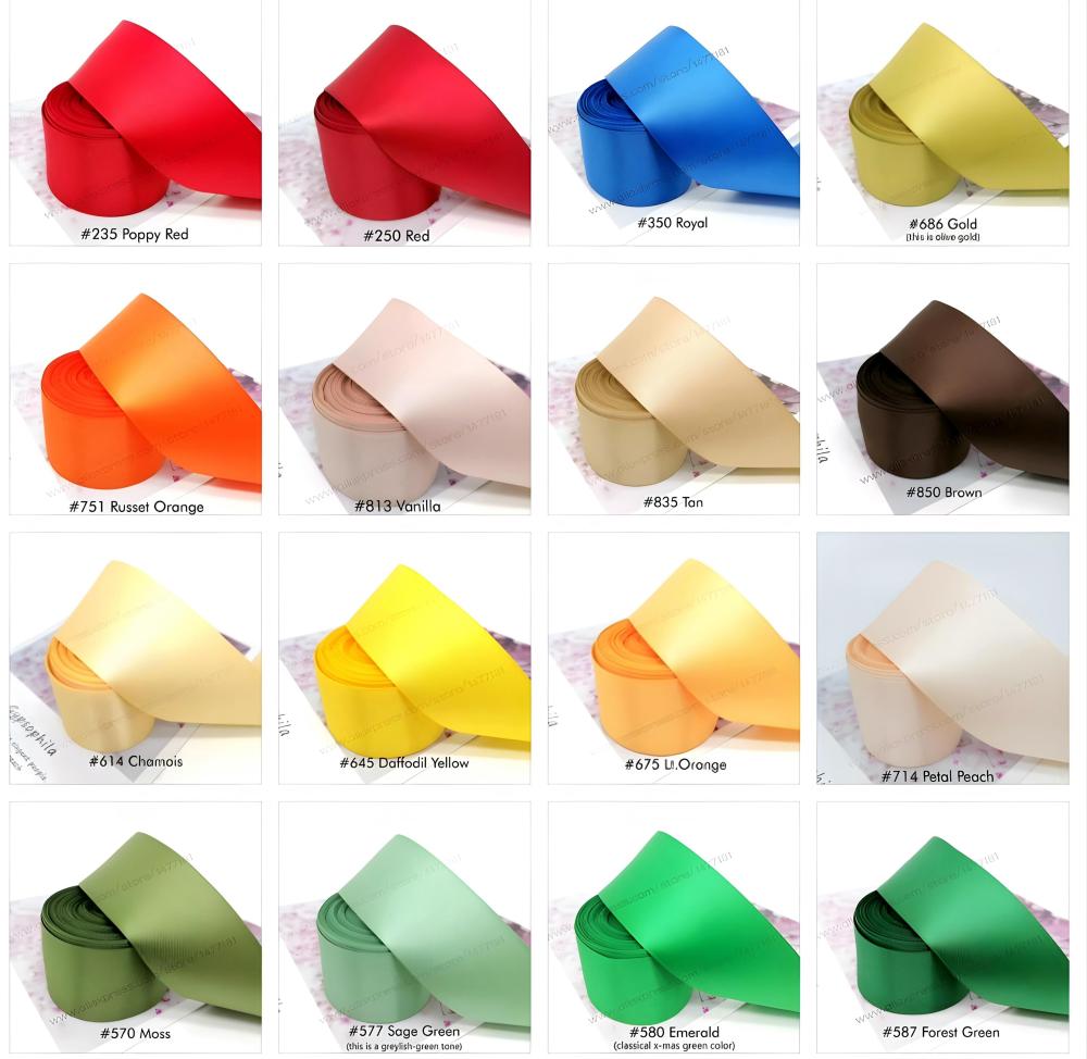 شرايط ساتان للهدايا والتغليف مقاس 2 انش (50mm) جميع الالوان اللفه 18 يارده