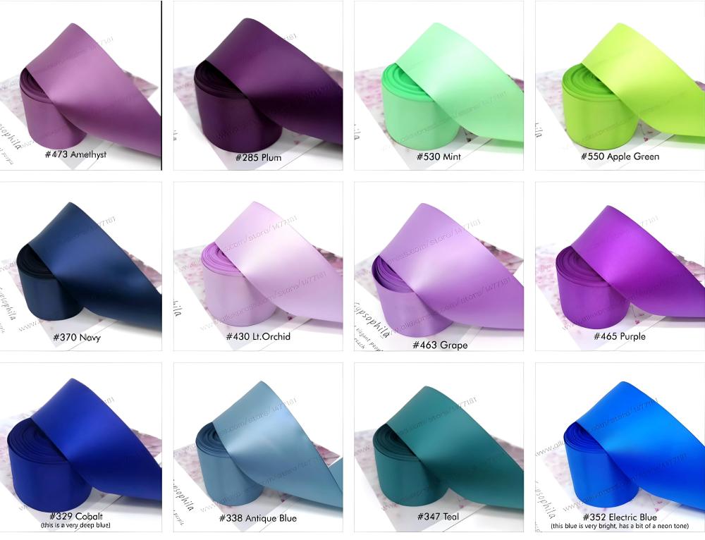 شرايط ساتان للهدايا والتغليف مقاس 2 انش (50mm) جميع الالوان اللفه 18 يارده