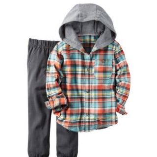 طقم قطعتين ولادي بدلة ماركة كارترز - برتقالي ورمادي