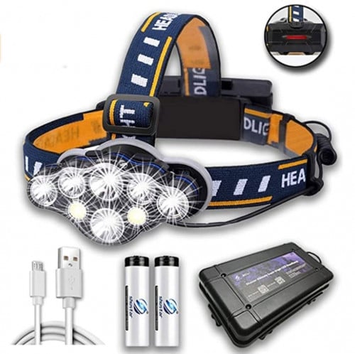 كشاف الرأس 8 لمبات ليد قوة 5000 لومين مقاومة للماء