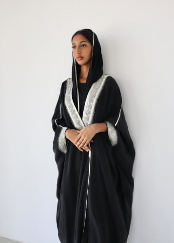 Washed silk abaya