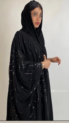 طبقتين شايفون تطريز وخرز