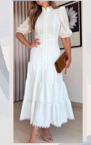 Short Puff Sleeve white dress for #Summer ☀️