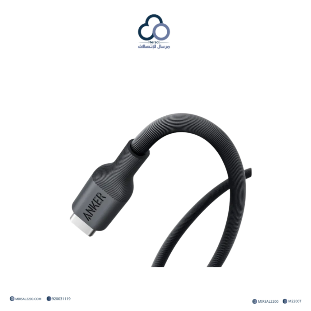 سلك شاحن أنكر USB-C إلى USB-C — أسود (0.9 متر، Bio-Based TPU)