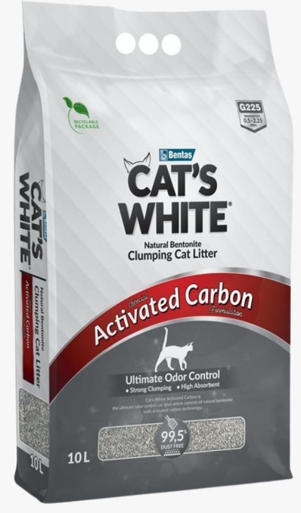 رمل قطط تركي كات وايت بالكربون الفعال (10 لتر)